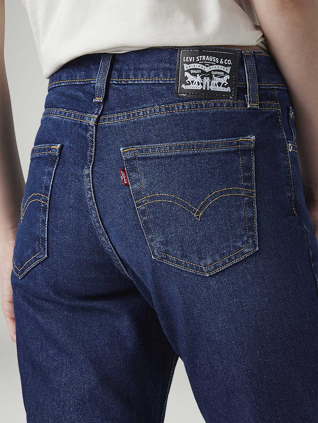 Women's 724 Dark Blue Slim Straight Fit High Rise Tinted Jeans - 20 View