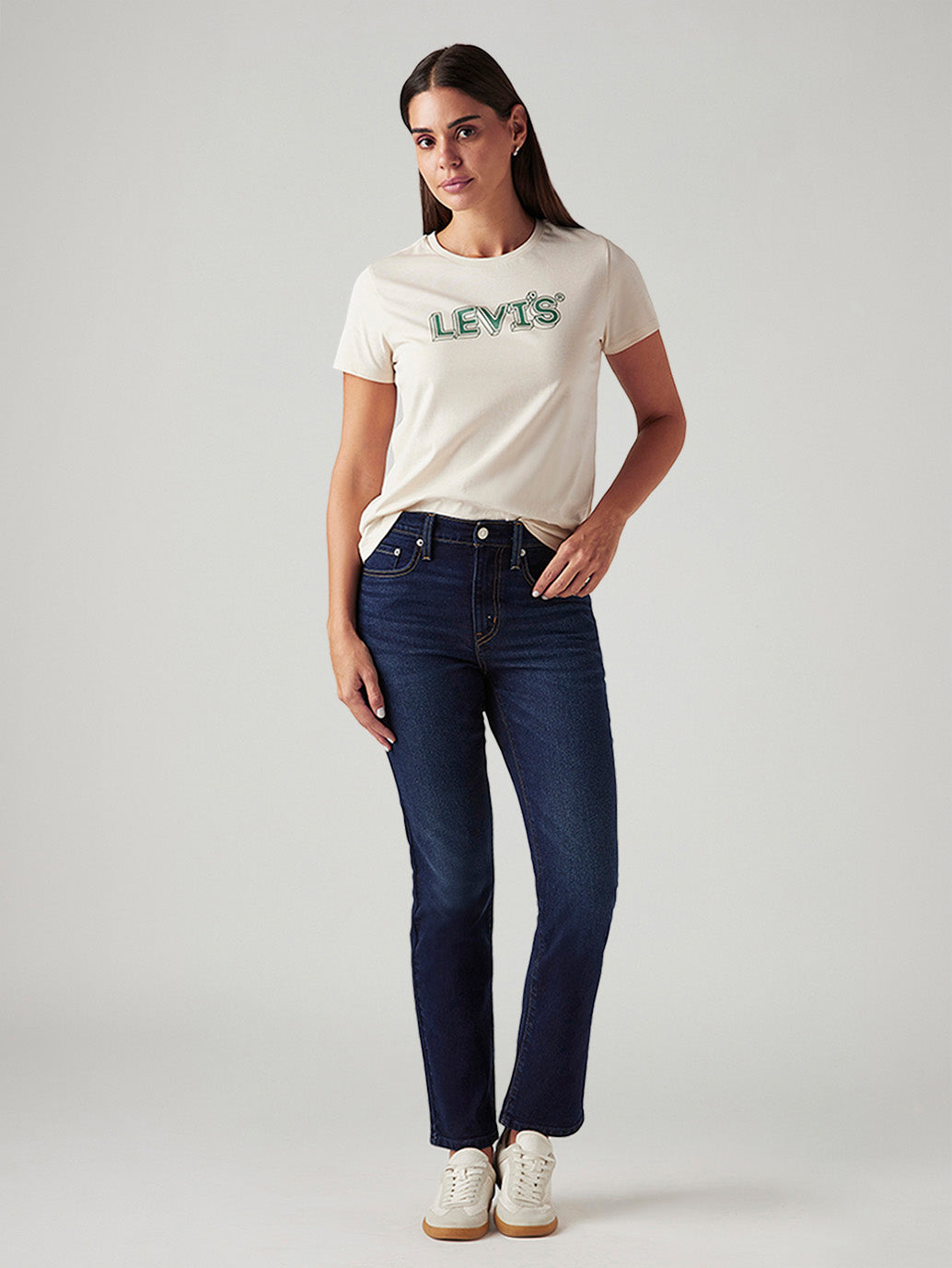 Women's 724 Navy Straight Fit High Rise Jeans