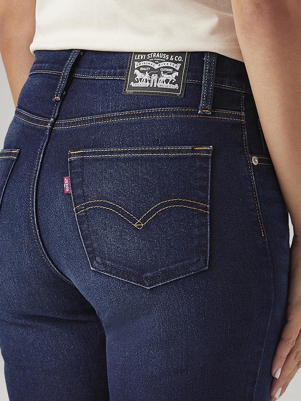 Women's 724 Navy Straight Fit High Rise Jeans - Detail View