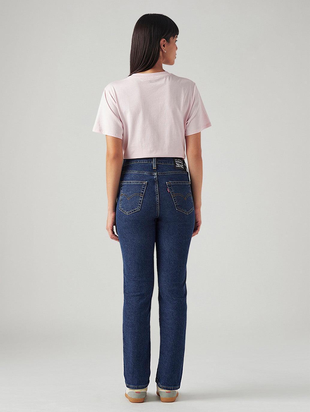 Women's 724 Med Indigo Slim Straight Fit High Rise Jeans - Back View