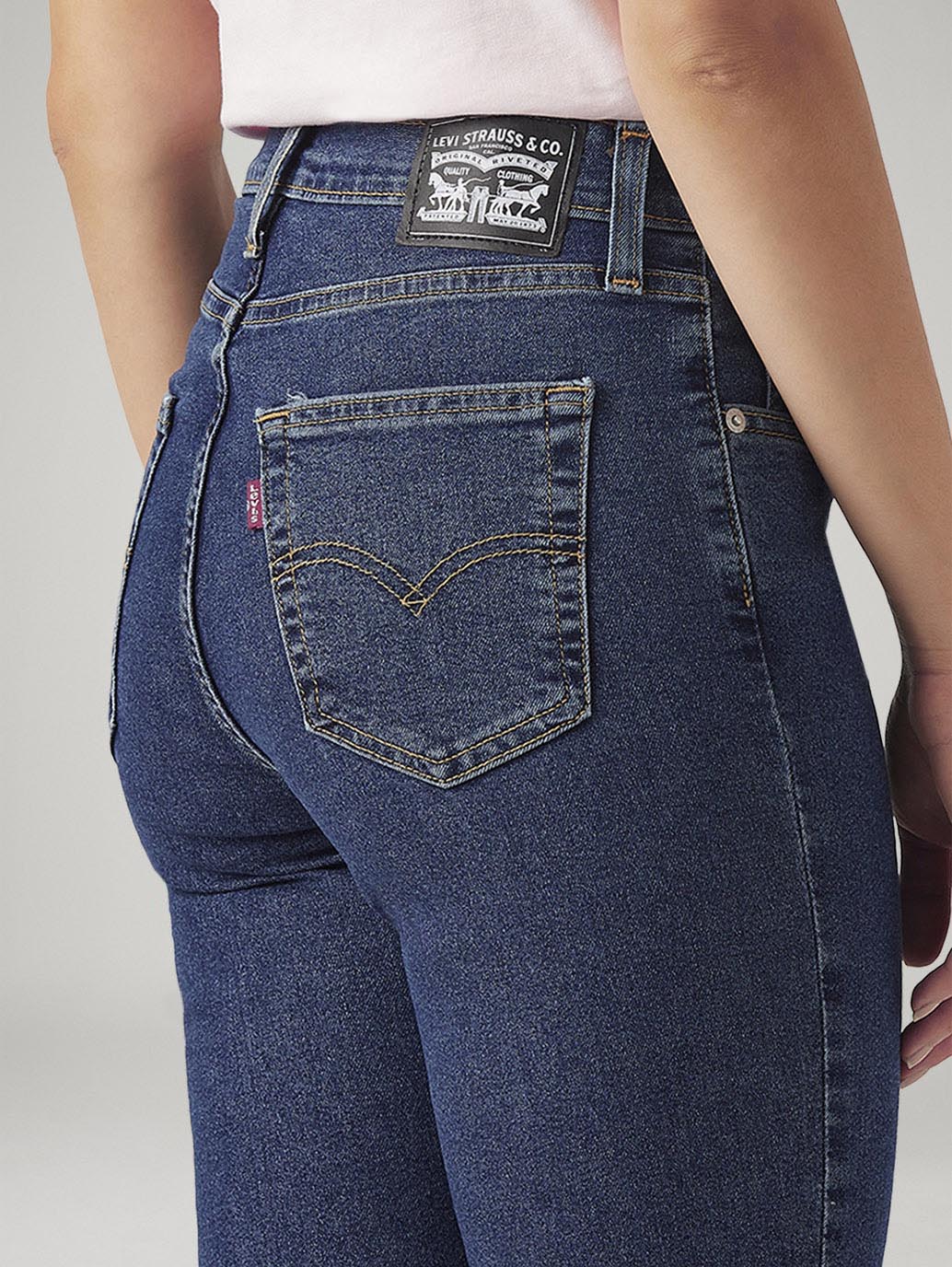Women's 724 Med Indigo Slim Straight Fit High Rise Jeans - Detail View