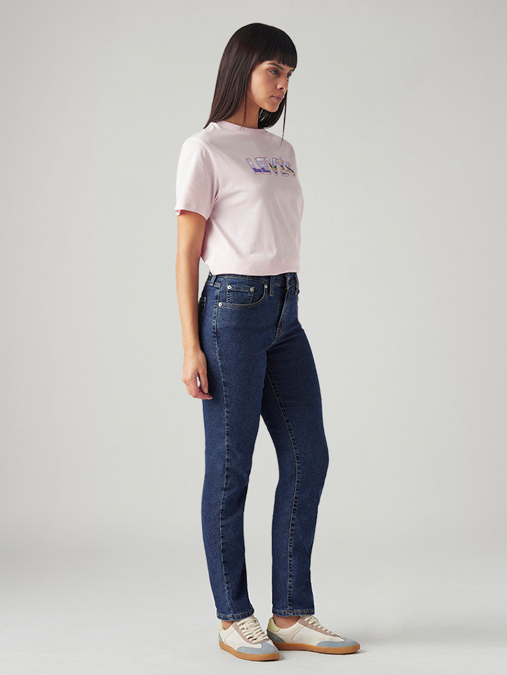 Women's 724 Med Indigo Slim Straight Fit High Rise Jeans - Side View
