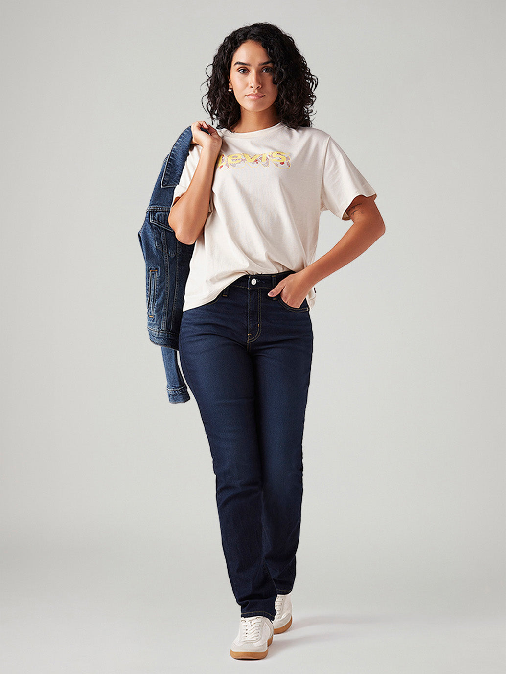 Women's 724 Dark Blue Slim Straight Fit High Rise Jeans