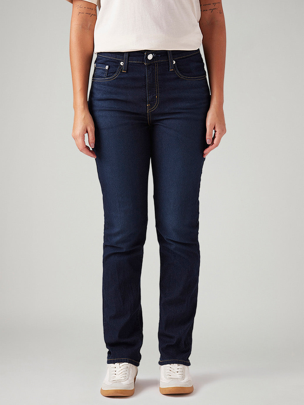 Women's 724 Dark Blue Slim Straight Fit High Rise Jeans - Front View