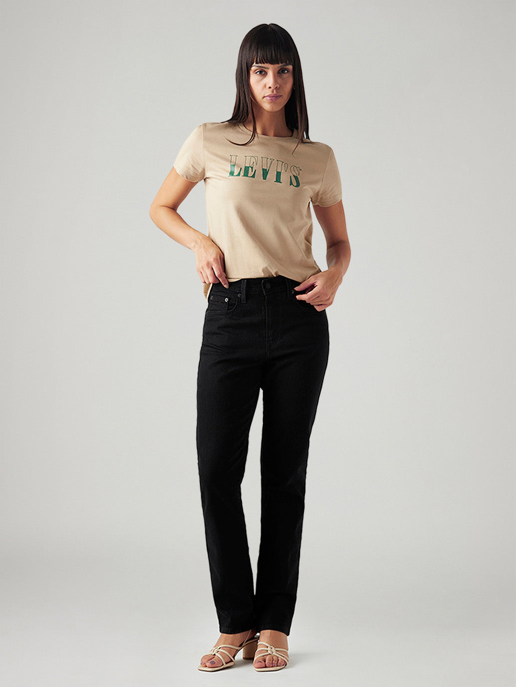 Women's 724 Black Slim Straight Fit High Rise Jeans