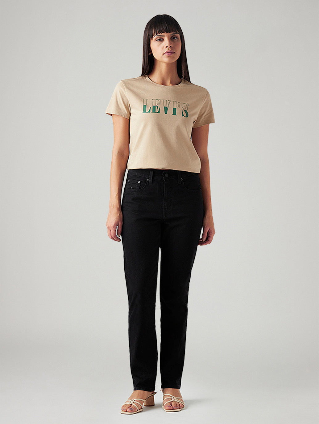 Women's 724 Black Slim Straight Fit High Rise Jeans - Front View