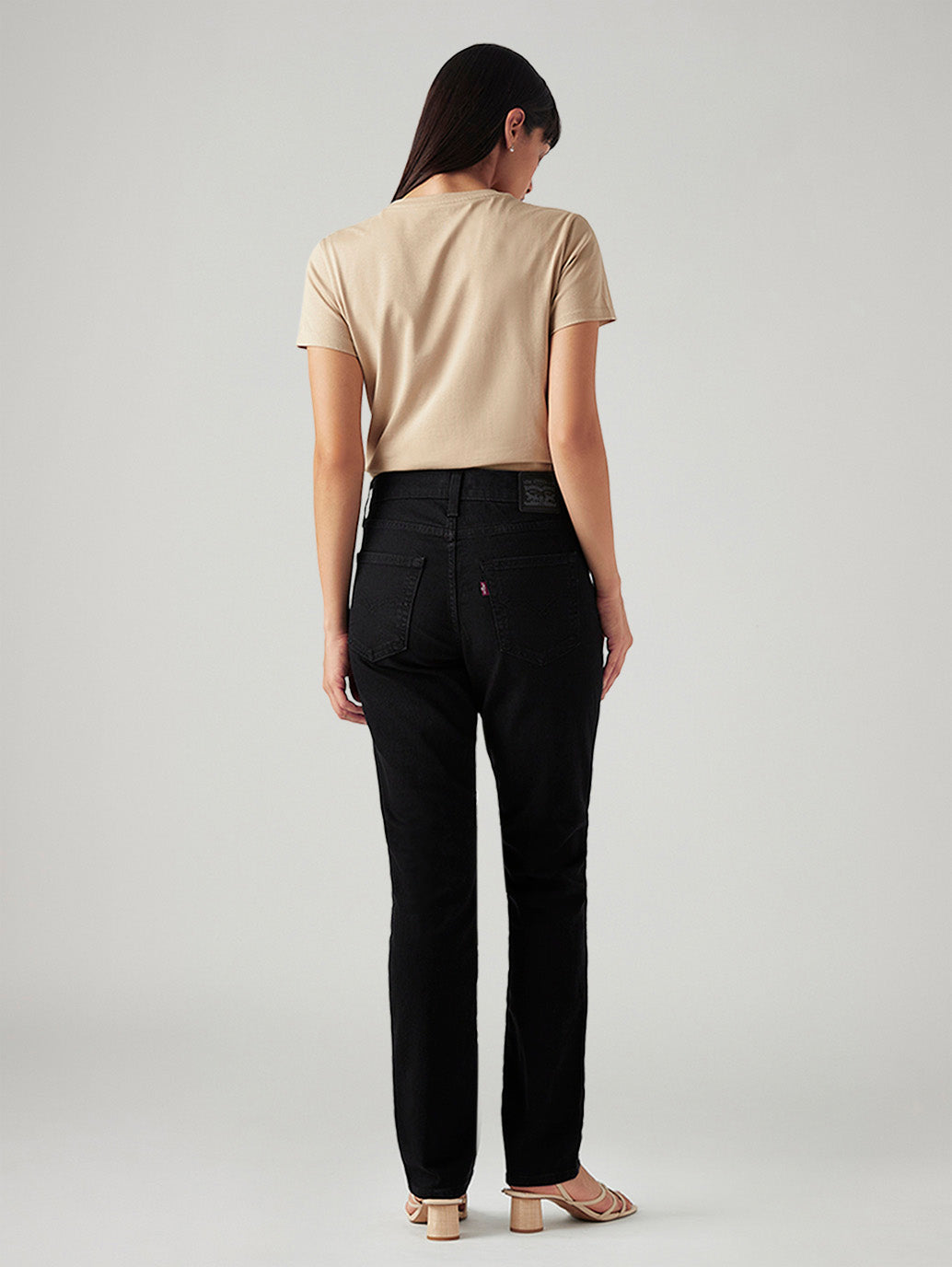 Women's 724 Black Slim Straight Fit High Rise Jeans - Back View