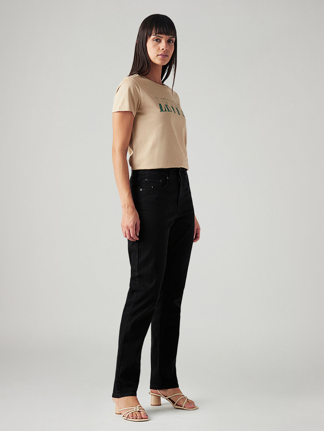 Women's 724 Black Slim Straight Fit High Rise Jeans - Side View