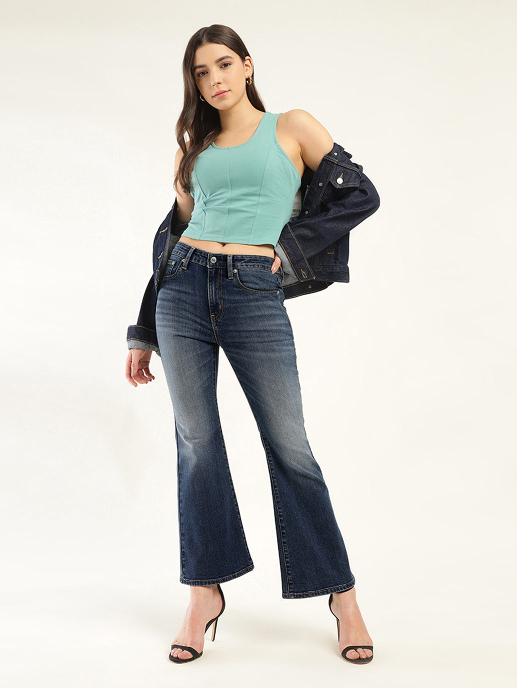 Women's 726 Blue Flared Fit High Rise Jeans