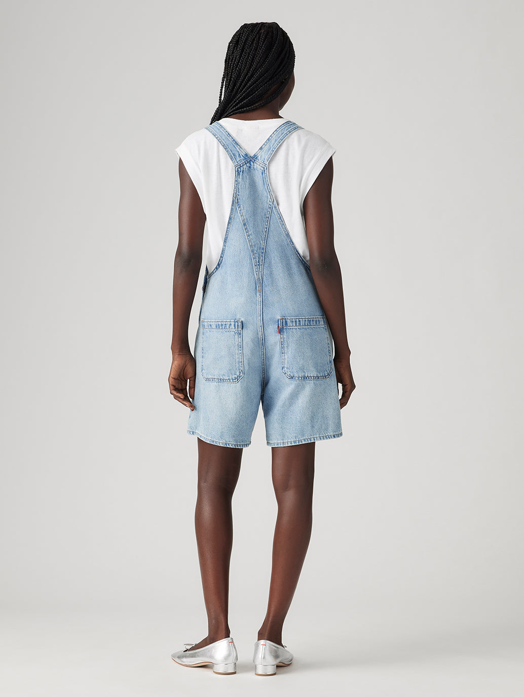 Women's Light Indigo Regular Fit Mid Rise Dungaree - Back View