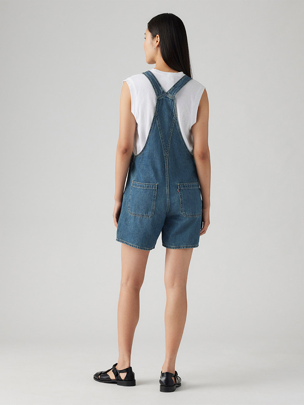 Women's Denim Utility Shortalls - Back View