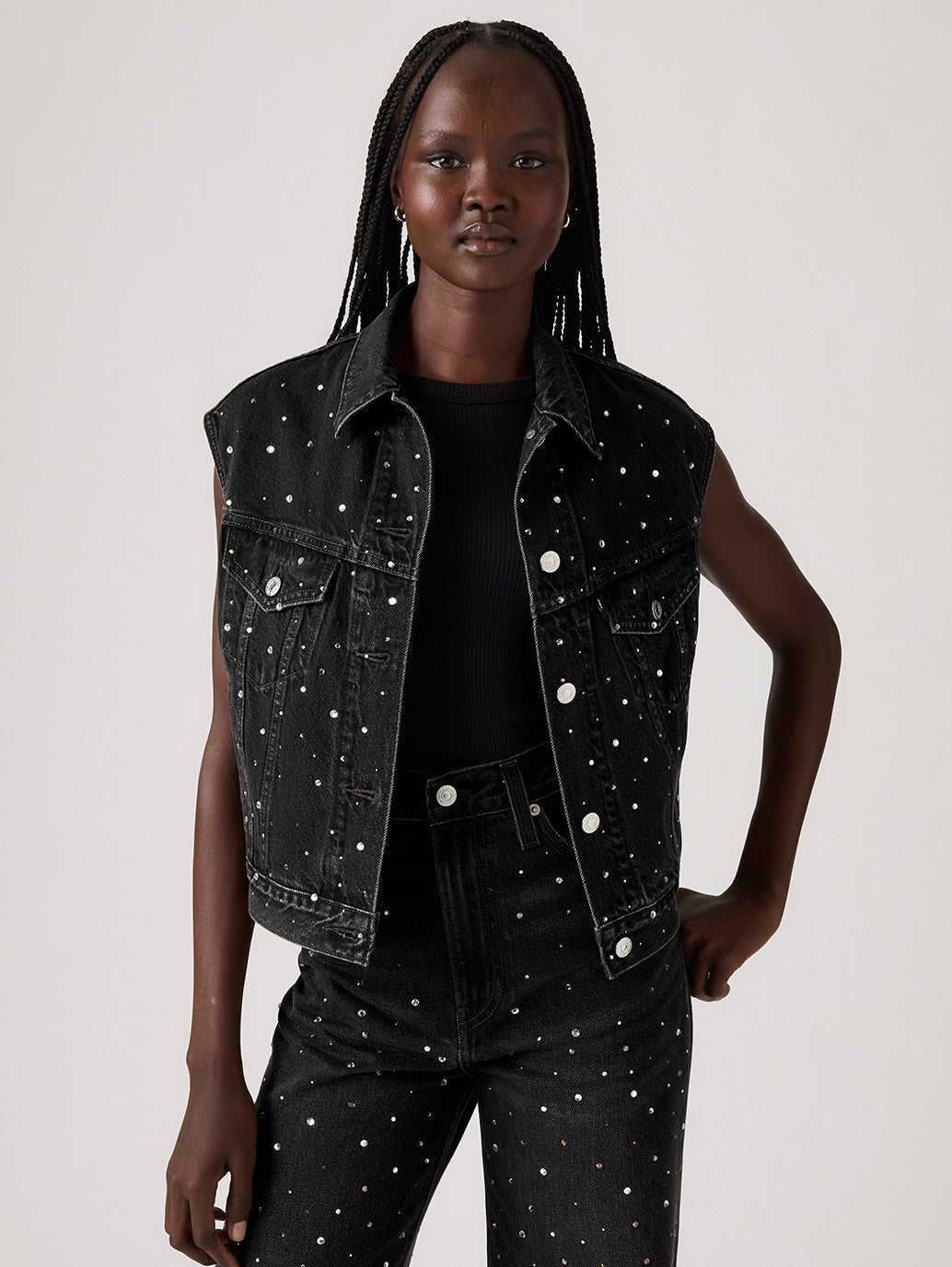 Women's Shrunken '90s Trucker Vest - Styleshot View