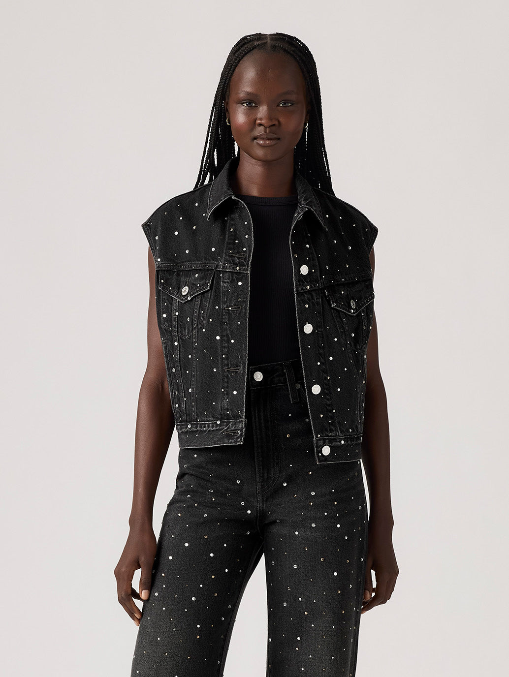 Women's Shrunken '90s Trucker Vest - Front View