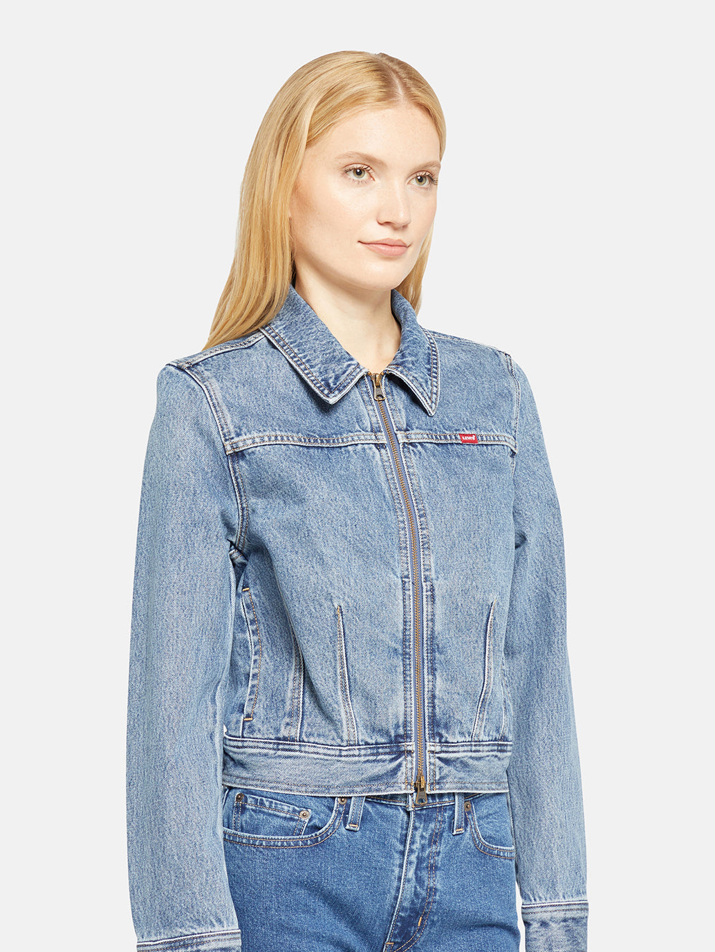 Women's XS Dart Denim Trucker Jacket - Side View