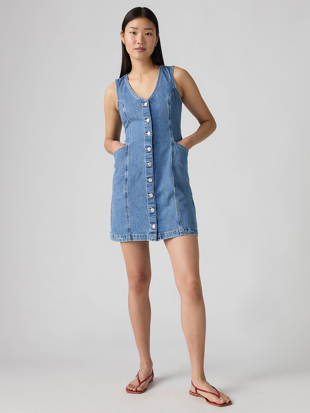 Women's Vianna Vest Denim Dress - Styleshot View