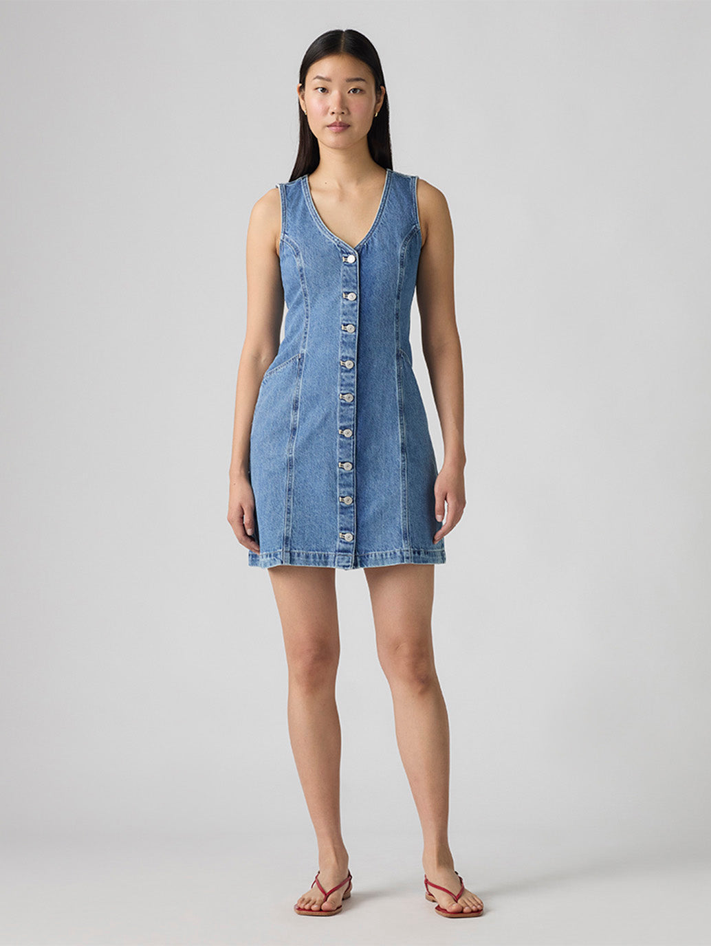 Women's Vianna Vest Denim Dress - Front View