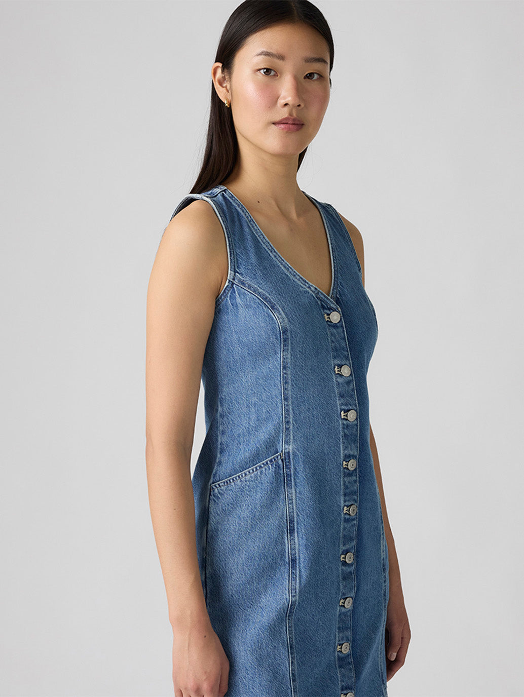 Women's Vianna Vest Denim Dress - Detail View
