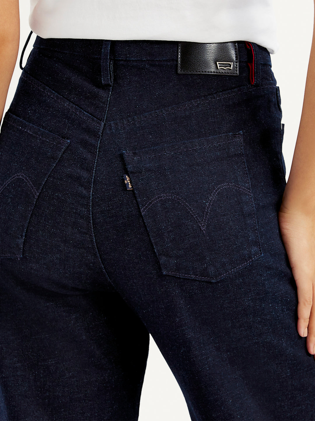 Women's Navy Blue Ribcage Bell Bottom Wide Leg Fit High Rise Jeans - 001edcad32392f2900387b7ec656c6c2 View