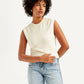 Women's Textured White Crew Neck Top