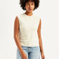 Women's Textured White Crew Neck Top