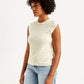 Women's Textured White Crew Neck Top