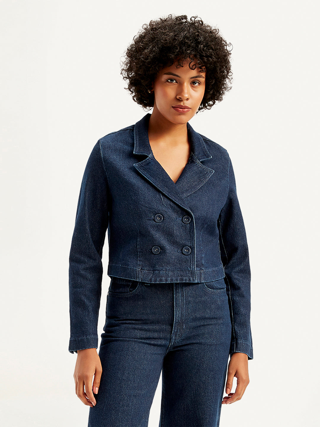 Women's Solid Indigo Denim Jacket