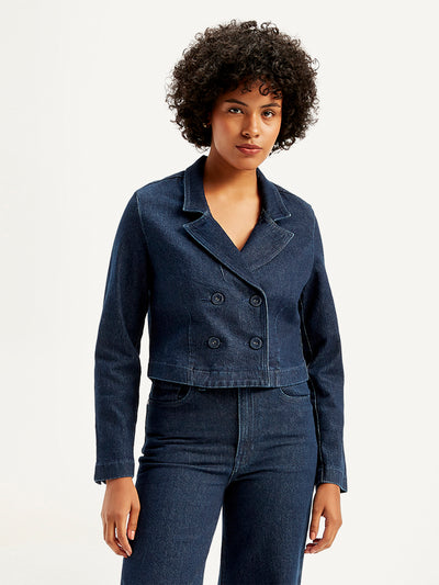 Women's Solid Indigo Denim Jacket