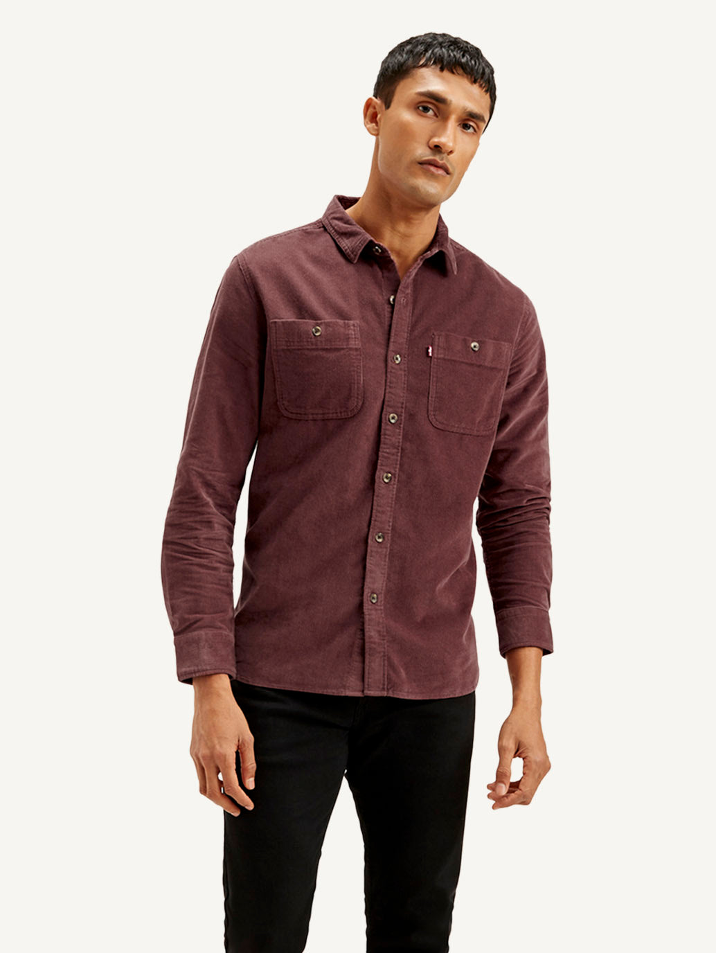 Men's Solid Slim Fit Corduroy Shirt