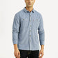 Men's Solid Light Blue Slim Fit Shirt - Front View