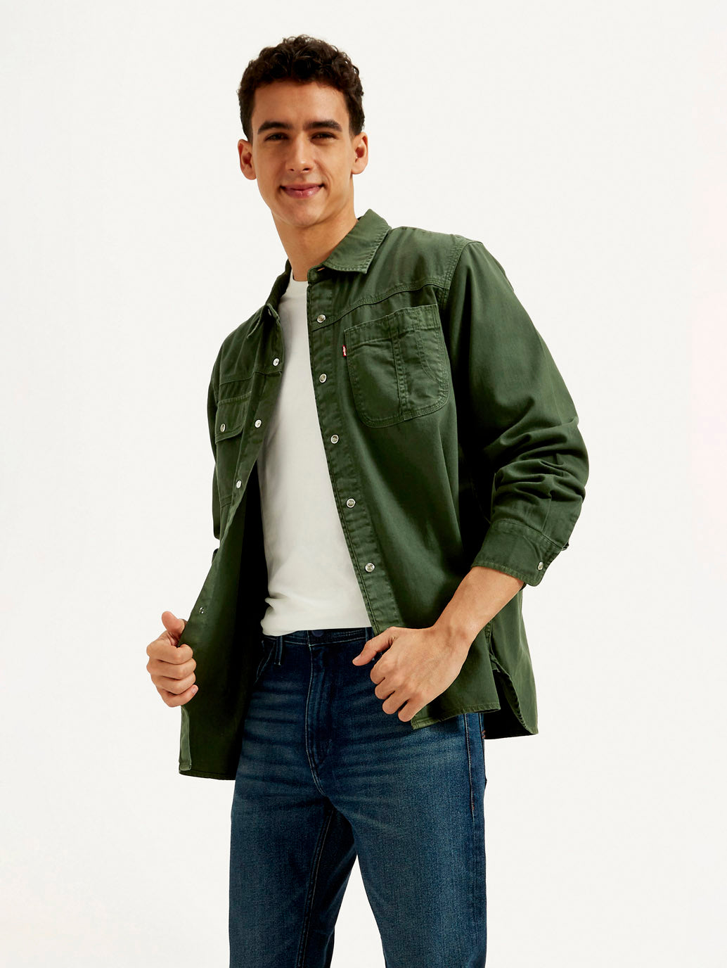 Men's Solid Dyed Spread Collar Shirt