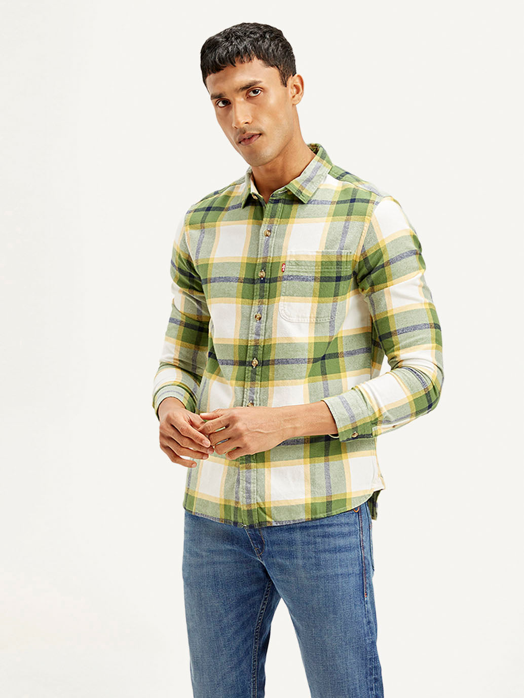 Men's Checkered Loose Fit Flannel Shirt