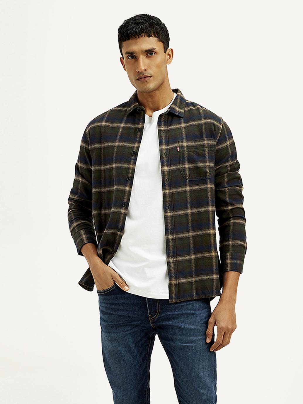 Men's Checkered Loose Fit Flannel Shirt