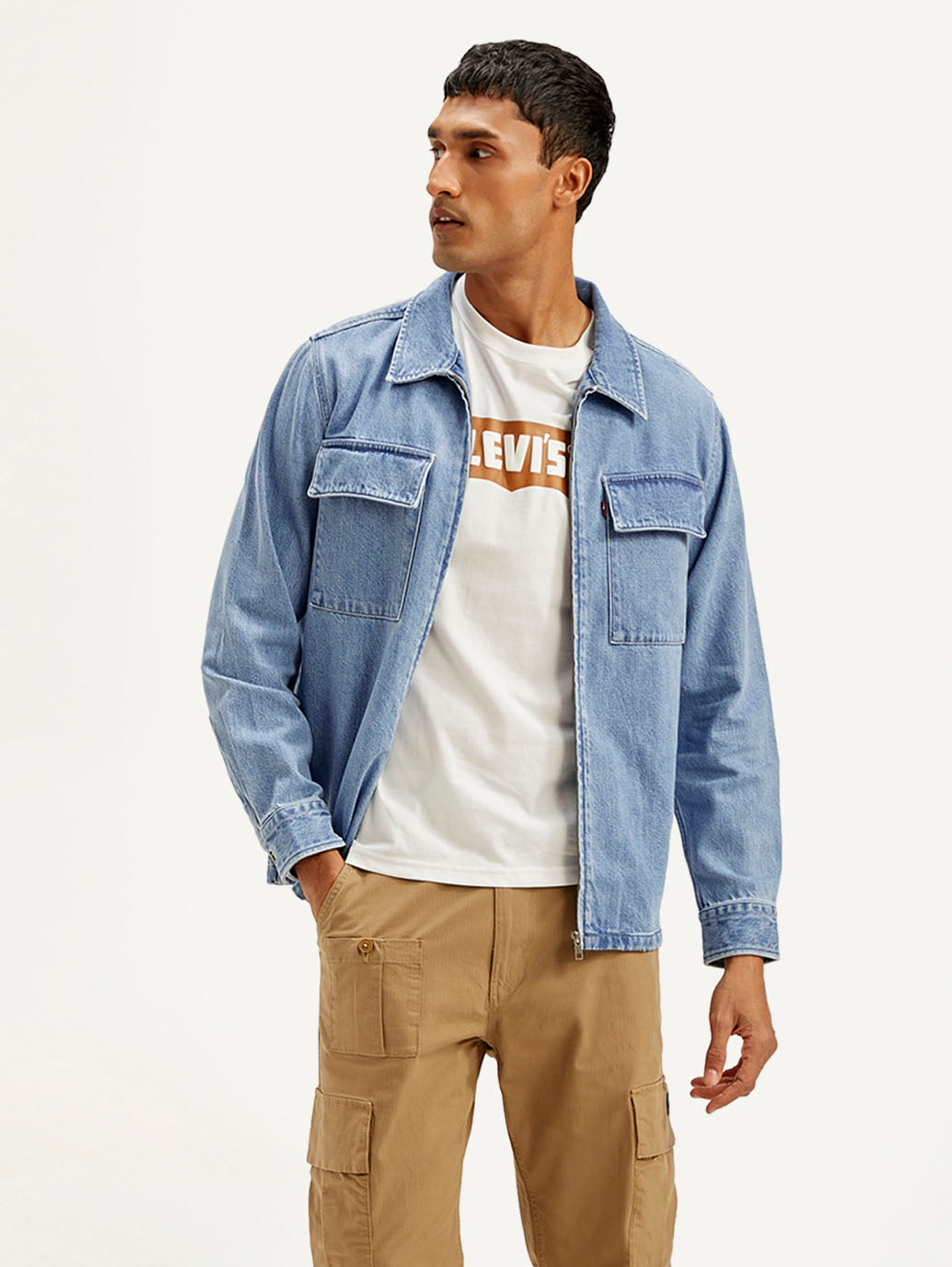 Men's Solid Light Blue Denim Shacket – Levis India Store