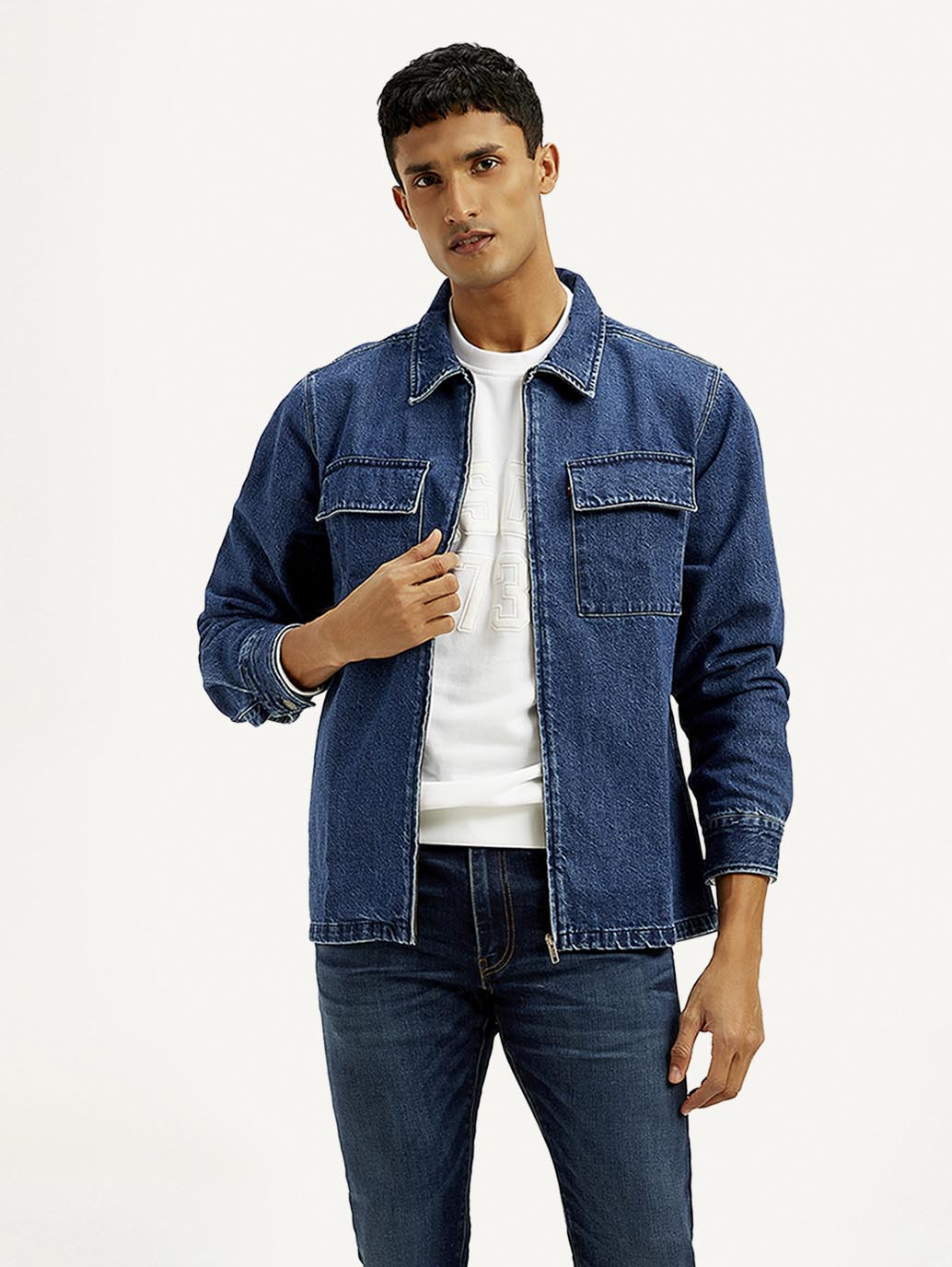 Men's Solid Relaxed Fit Zip Front Denim Shacket – Levis India Store