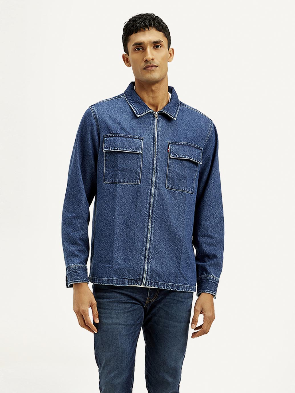 Men's Solid Relaxed Fit Zip Front Denim Shacket – Levis India Store