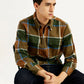 Men's Checkered Relaxed Fit Flannel Shirt - Elevated View