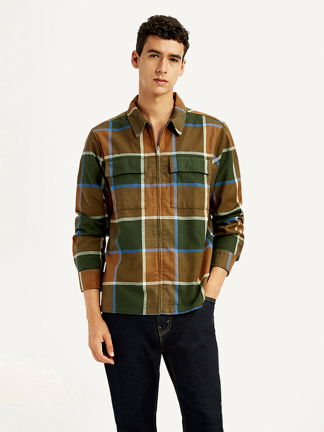 Men's Checkered Relaxed Fit Flannel Shirt - Styleshot View