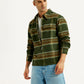Men's Flannel Checkered Olive Relaxed Fit Shirt - Styleshot View
