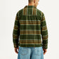 Men's Flannel Checkered Olive Relaxed Fit Shirt - Back View