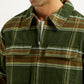 Men's Flannel Checkered Olive Relaxed Fit Shirt - Detail View