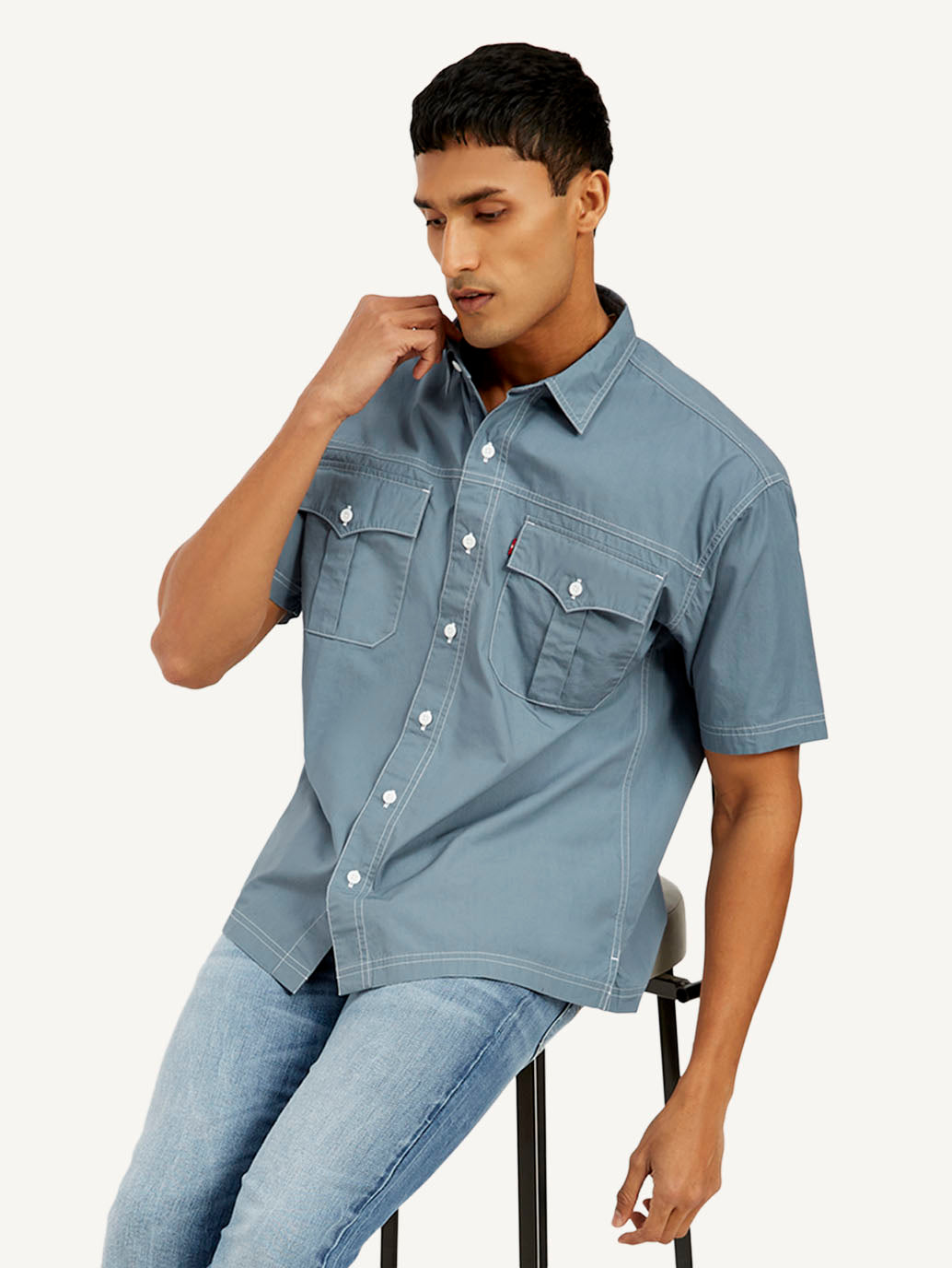 Men's Solid Loose Fit Utility Shirt
