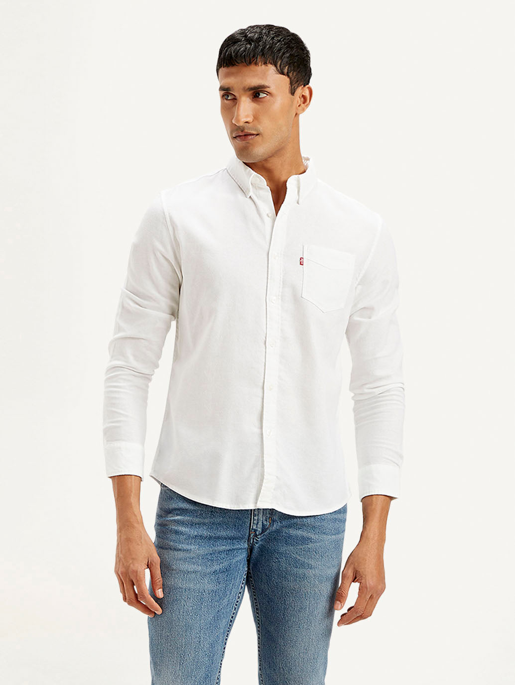 Men's Solid Slim Fit Oxford Shirt - Front View