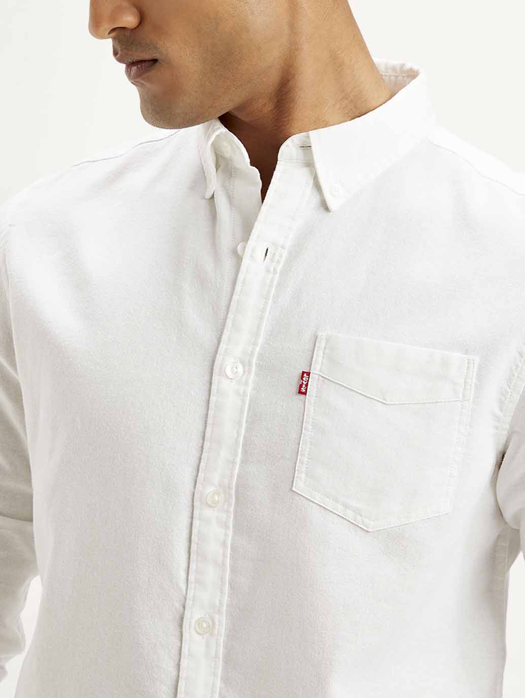 Men's Solid Slim Fit Oxford Shirt - Detail View