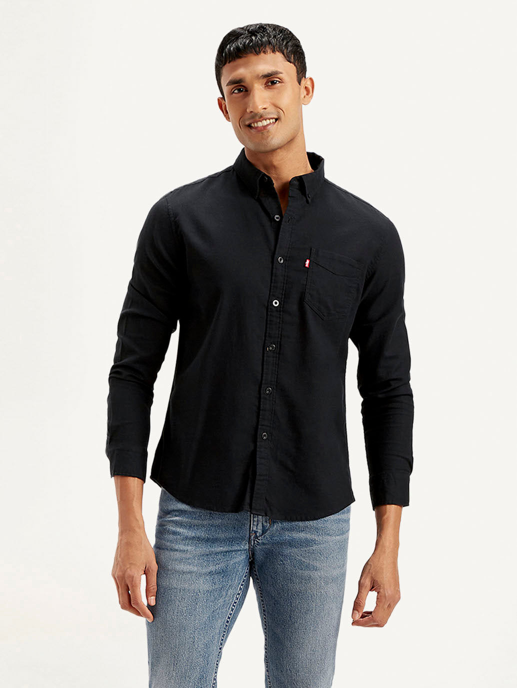 Men's Solid Slim Fit Oxford Shirt - Front View