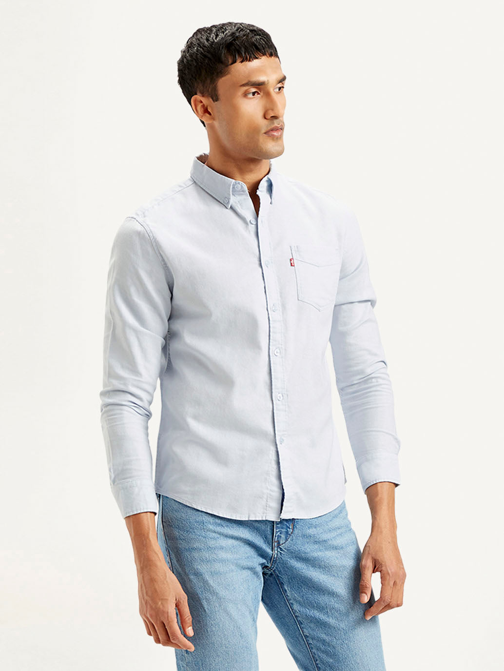 Men's Solid Slim Fit Oxford Shirt - Side View