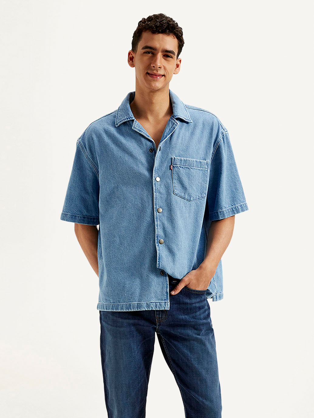 Men's Resort Collar Solid Oversized Shirt