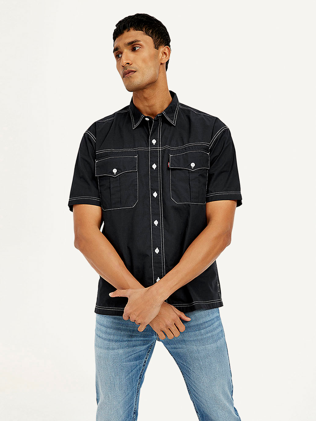 Men's Solid Loose Fit Utility Shirt