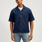 Men's Resort Collar Solid Oversized Shirt - Front View