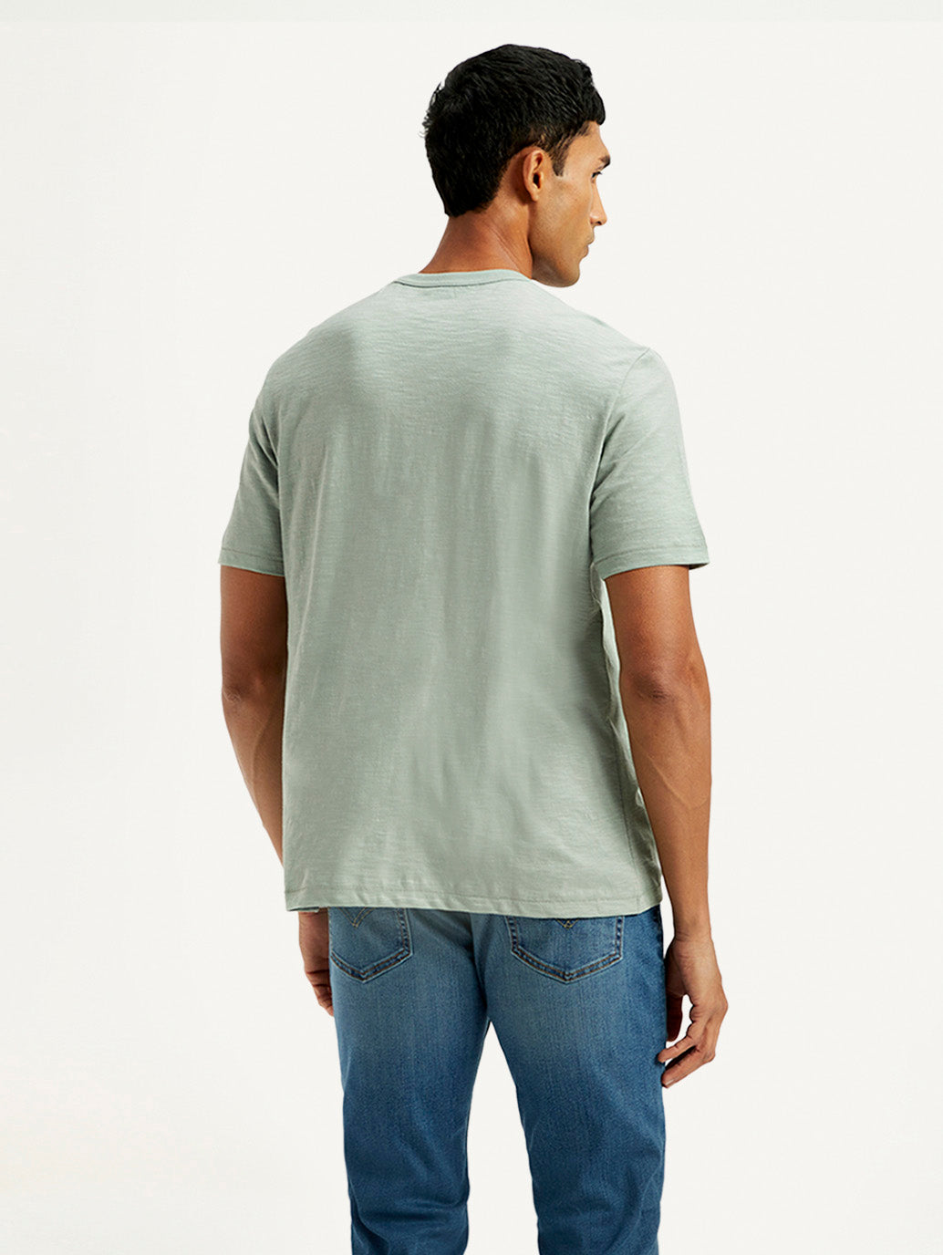 Men's Textured Regular Fit T-Shirt - Back View