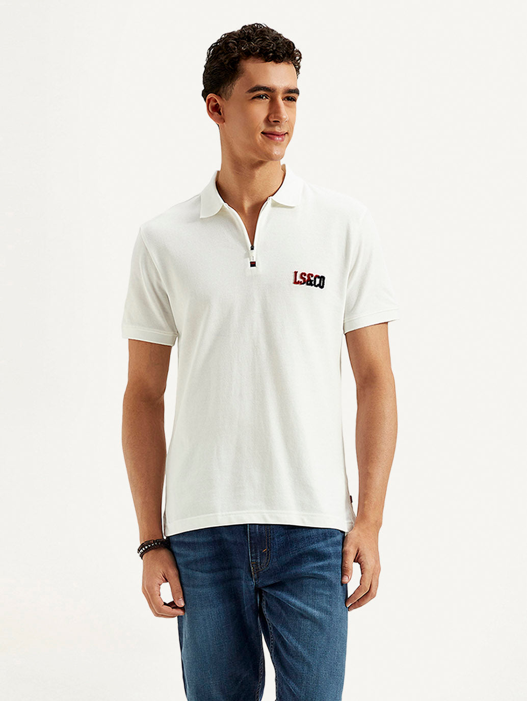 Men's Brand Logo Slim Fit Polo T-shirt - Styleshot View